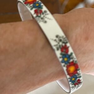 Floral Enamel Bangle Bracelet